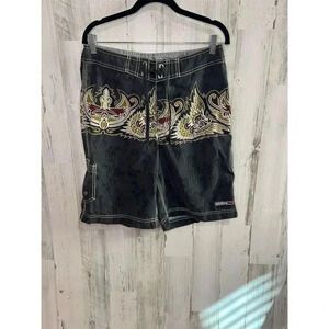 Billabong Men's Vintage Board Shorts Size 33‎ black  Geometric Surf made in USA